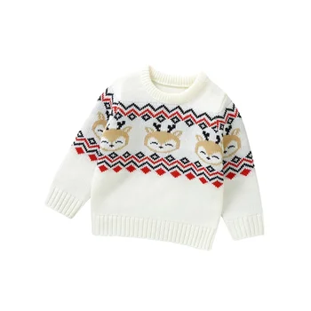 Infant Baby Boy Kalėdiniai megztiniai Mieli elniai ilgomis rankovėmis Spausdinti Megzti megztiniai Megztiniai Viršugalviai Mažylis Rudens žieminiai drabužiai